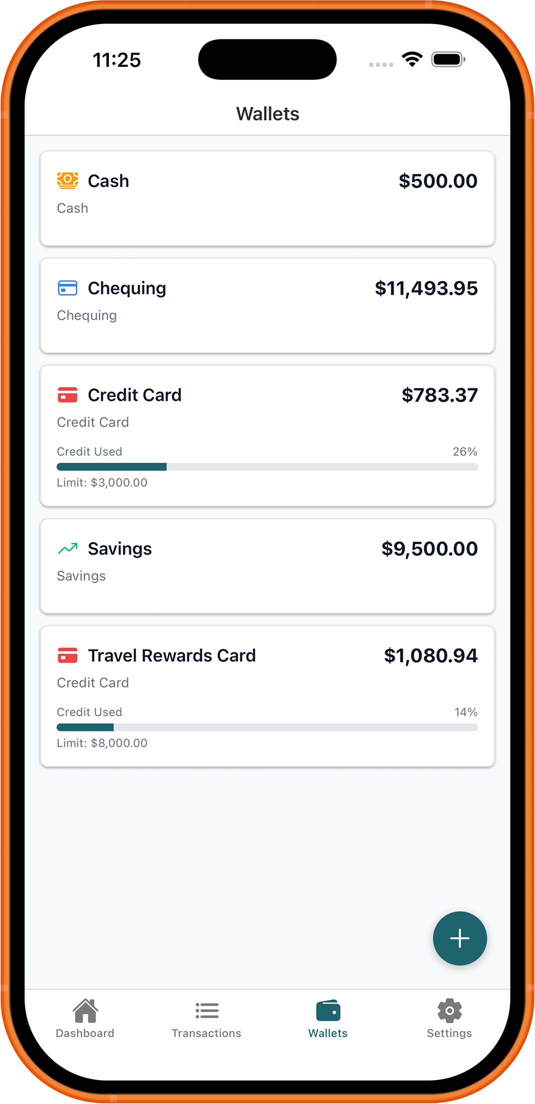 Wallet balances in the Simply Family Budget iPhone app