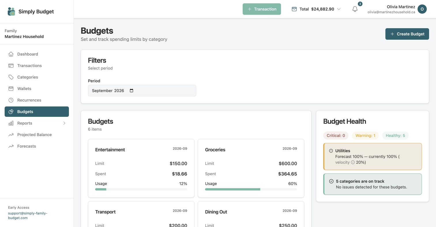 Simply Family Budget budgets